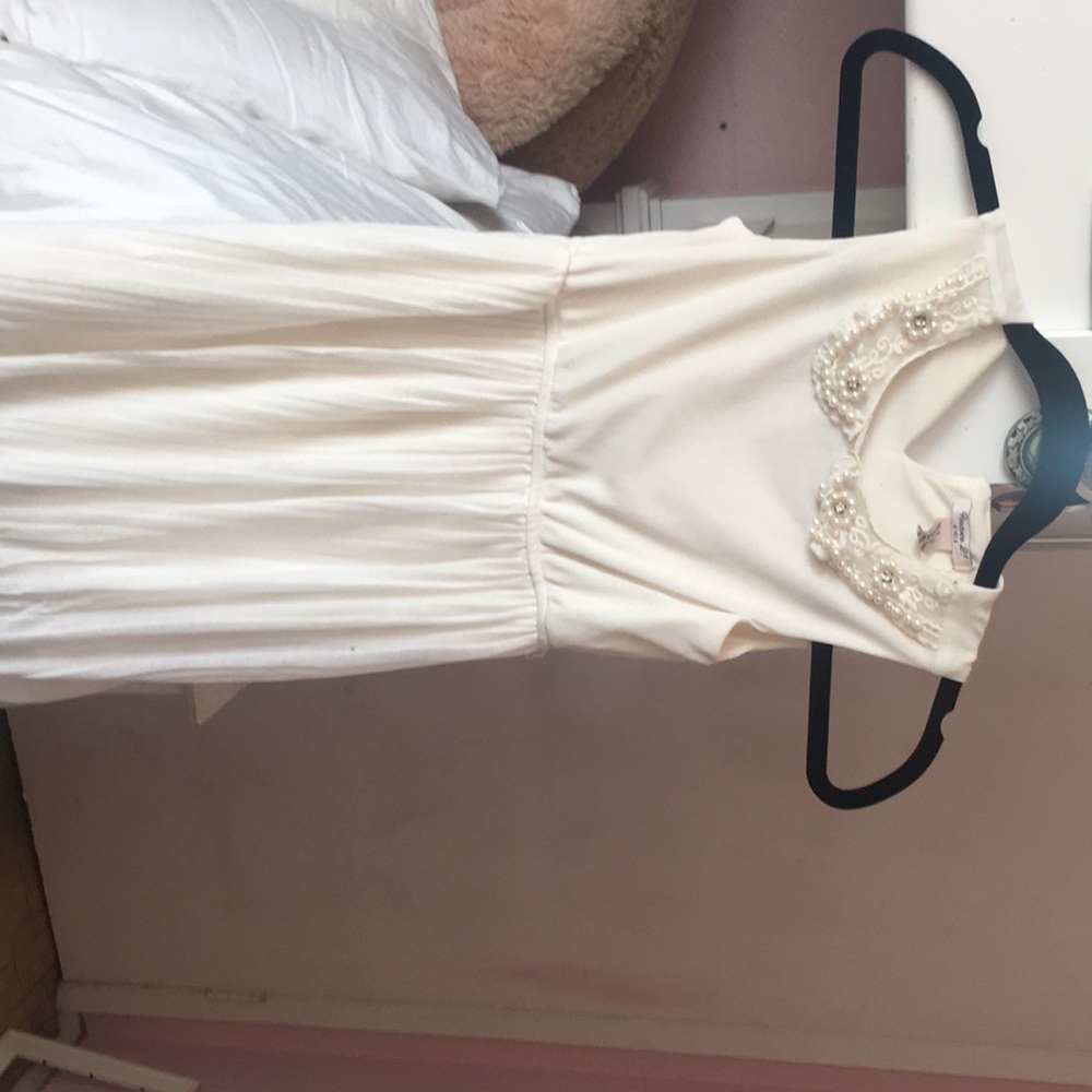 Girls cream white breaded dress